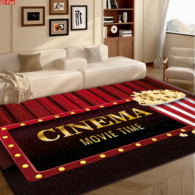 Home Cinema Flooring - Dywanik z motywem filmowym i popcornem,