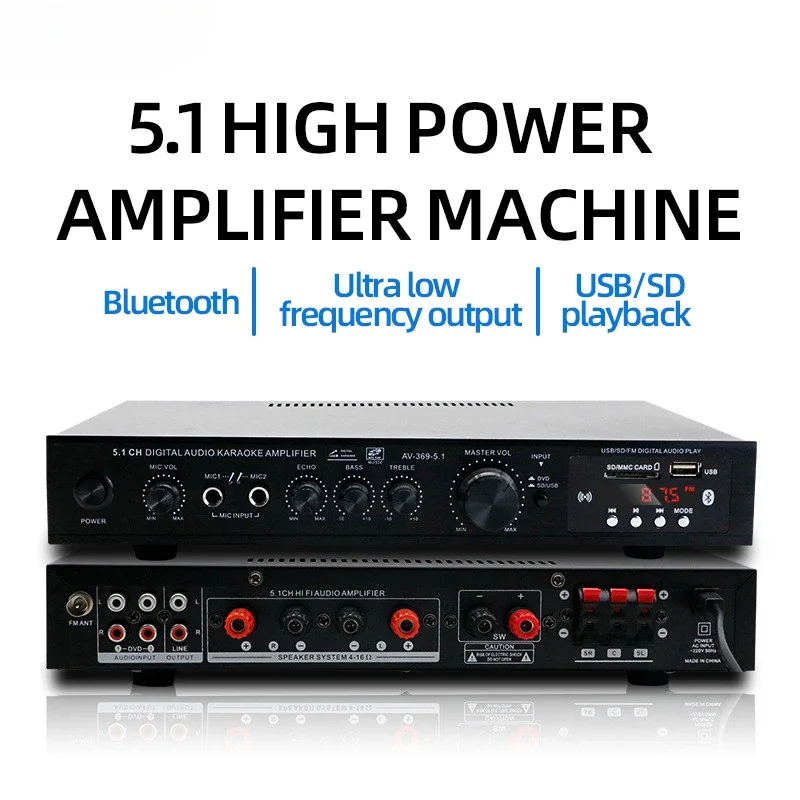 Home Cinema Unit - Wzmacniacz audio Bluetooth 5.1 AV-369BT, stereofoniczny