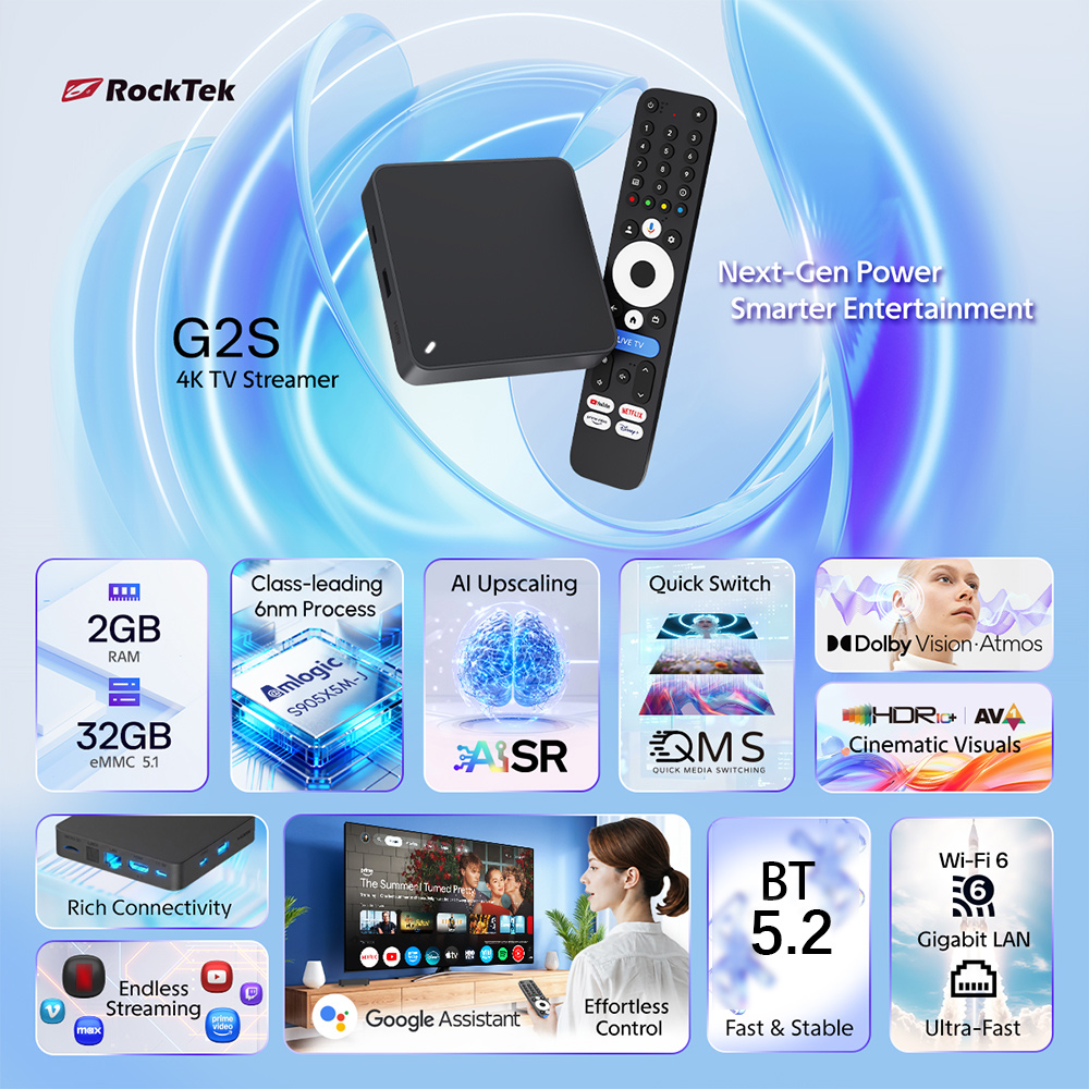 RockTek G2S UHD Google TV Box  – Home Cinema Google recenzja i cena